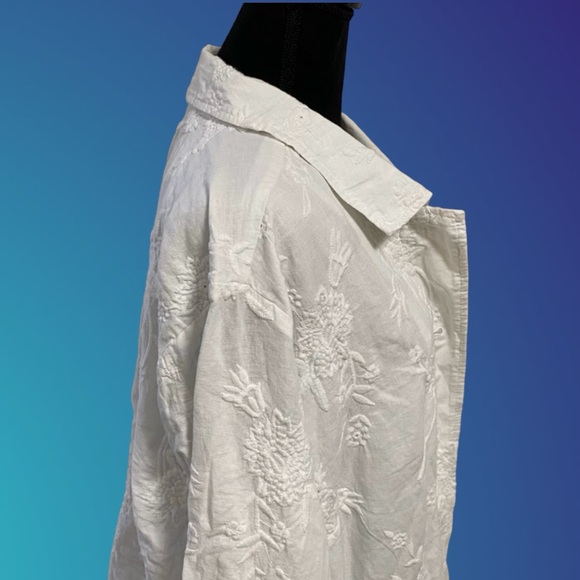 J JILL lightweight linen & cotton eyelet jacket, Sz S - Picture 8 of 10